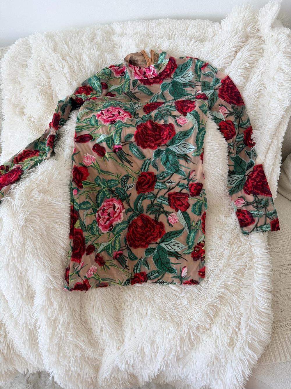 Long sleeve Flower Embroidery Mini dress Medium for @cstiggs16 - Picture 7 of 17